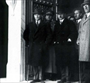 1929 – Türk Ocakları Genel Merkezi (günümüzde Devlet Resim ve Heykel Müzesi) inşaatını gezdikten sonra. Solunda Türk Ocakları Genel Başkanı Hamdullah Suphi Tanrıöver ve C.Gen. Sekreteri Tevfik Bıyıklıoğlu görülmektedir