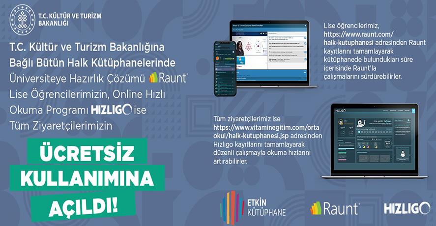 YAPAY ZEKÂ DESTEĞİ İLE HAZIRLANAN “RAUNT” VE “HIZLIGO” HALK KÜTÜPHANELERİNDE ÜCRETSİZ